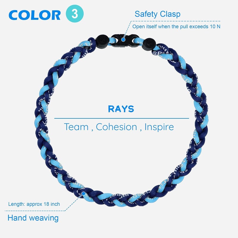 SUPBOMM 3 pcs Baseball Rope Necklaces, League Team Colors Braided Necklace, Baseball Team Gifts - Image 4